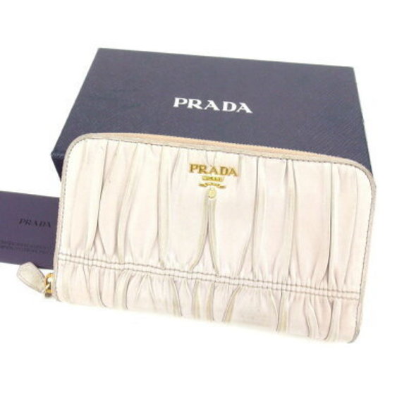 Prada long Wallet gray beige leather - Picture 1 of 6